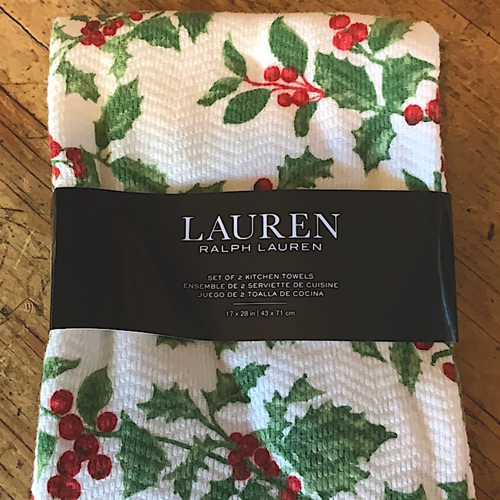 RALPH LAUREN KITCHEN TOWELS CHRISTMAS SET OF 2 NEW